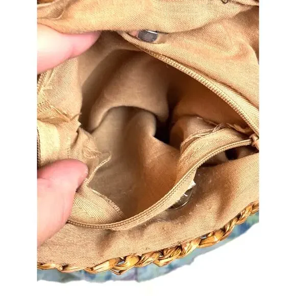 Cappelli Womens Pastel Multi Straw Fabric Boho Crossbody Beach Casual Bag Purse - Picture 7 of 7